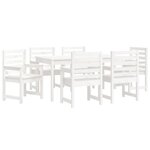 vidaXL Ensemble à manger de jardin 7 Pièces blanc bois massif de pin