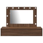 vidaXL Table de maquillage murale avec lumières LED Chêne Brun