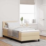 vidaXL Lit boxspring avec matelas Crème 100 x 200 cm tissu