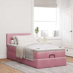 vidaXL Cadre de lit ottoman avec matelas rose 90x200 cm velours