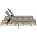 vidaXL Chaises longues lot de 2 avec table beige résine tressée