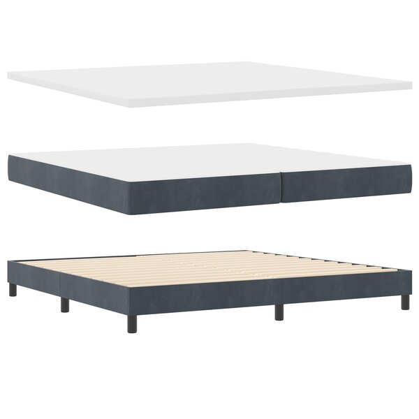 Lit Box Spring vidaXL avec Matelas Gris Foncé 200x200 cm Velours