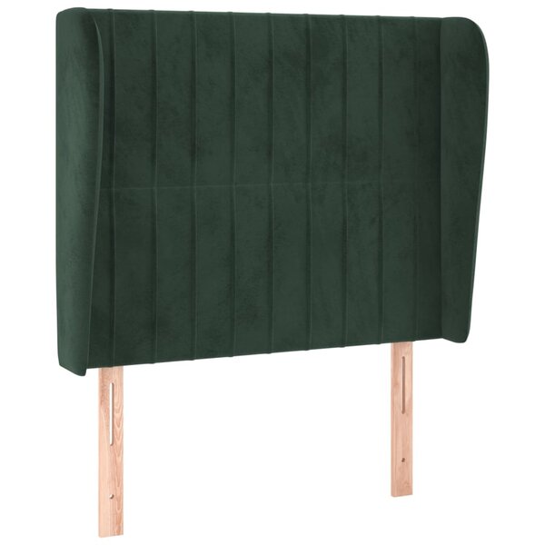 vidaXL Tête de lit avec oreilles Vert foncé 83x23x118/128 cm Velours