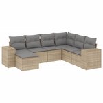 vidaXL Salon de jardin avec coussins 7 Pièces beige résine tressée