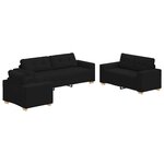 vidaXL Ensemble de Canapés avec coussin avec oreiller 3 Pièces Noir tissu