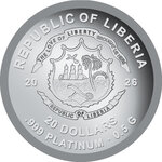 Monnaie ROCK N ROLL RECORDS Platine 20$ Liberia 2026
