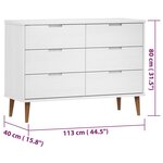 vidaXL Commode MOLDE Blanc 113x40x80 cm Bois de pin massif