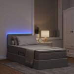 vidaXL Lit avec rangement et LED avec matelas Taupe 100 x 200 cm tissu
