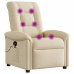 vidaXL Fauteuil de massage inclinable Crème Tissu