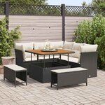 vidaXL Ensemble de canapé de jardin avec coussin 8 Pièces Noir et crème