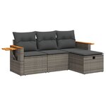 vidaXL Salon de jardin 4 Pièces avec coussins gris résine tressée