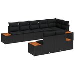 vidaXL Ensemble de canapé de jardin avec coussin 8 Pièces Noir Poly rotin
