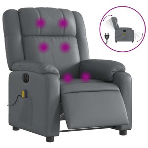 vidaXL Fauteuil de massage inclinable électrique gris similicuir