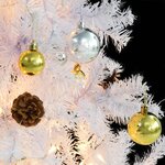vidaXL Arbre de Noël artificiel pré-éclairé avec boules blanc 210 cm