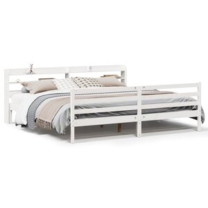vidaXL Cadre de lit avec tête de lit sans matelas blanc 180x200 cm