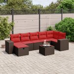vidaXL Salon de jardin 8 Pièces avec coussins marron résine tressée