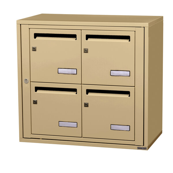 Bloc collectif leabox.com  2x2  grade 3  simple face  intérieur  mural  Beige RAL 1001 finition brillante