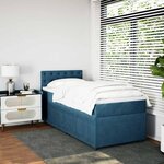 vidaXL Sommier à lattes de lit avec matelas bleu 90x200 cm velours
