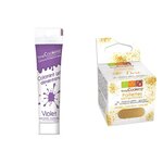 Colorant alimentaire en gel violet + paillettes dorées