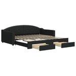 vidaXL Lit de jour avec gigogne et tiroirs sans matelas noir 100x200cm