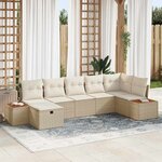 vidaXL Ensemble de canapé de jardin 7 Pièces Beige 55 x 62 x 69 cm