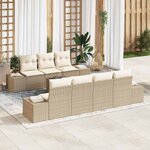 vidaXL Ensemble de canapé de jardin 8 Pièces Beige Poly rotin
