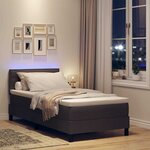 vidaXL Lit à ressorts avec matelas Marron foncé 90 x 200 cm tissu