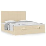 VidaXL Cadre de lit ottoman avec matelas crème 180x200 cm tissu