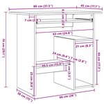 vidaXL Bureau chêne artisanal 80x45x74 cm bois d'ingénierie