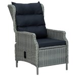 vidaXL Chaise inclinable de jardin tabouret Résine tressée Gris clair