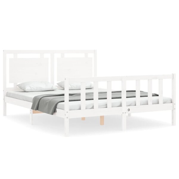 vidaXL Cadre de lit sans matelas blanc 160x200 cm bois de pin massif