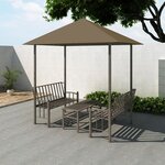 vidaXL Pavillon de jardin et table et bancs 2 5x1 5x2 4m Taupe 180g/m²