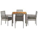 vidaXL Set de salle à manger de jardin 5 pièces avec coussins gris en poly rattan