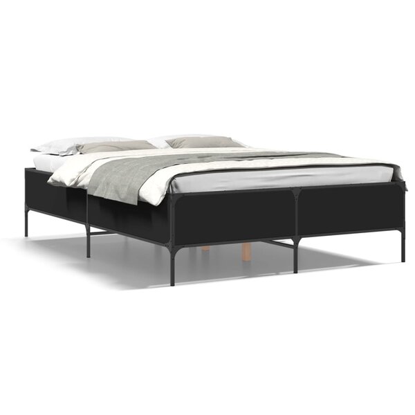 vidaXL Cadre de lit sans matelas noir 135x190 cm