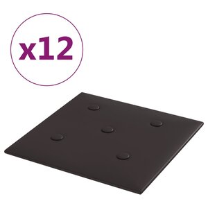 vidaXL Panneaux muraux 12 Pièces Noir 30x30 cm Similicuir 1 08 m²