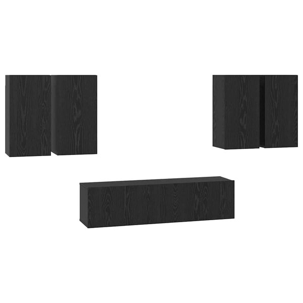 vidaXL Ensemble meuble TV 6 Pièces Chêne Noir 60 x 30 x 30 cm