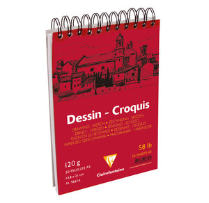 Bloc dessin A5 120g 50 feuilles blanc CLAIREFONTAINE