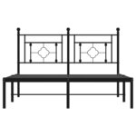 vidaXL Cadre de lit métal avec tête de lit noir 140x190 cm