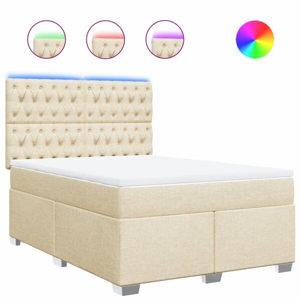 vidaXL Sommier à lattes de lit avec matelas Crème 140x200 cm Tissu