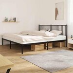 vidaXL Cadre de lit métal sans matelas avec tête de lit noir 200x200cm
