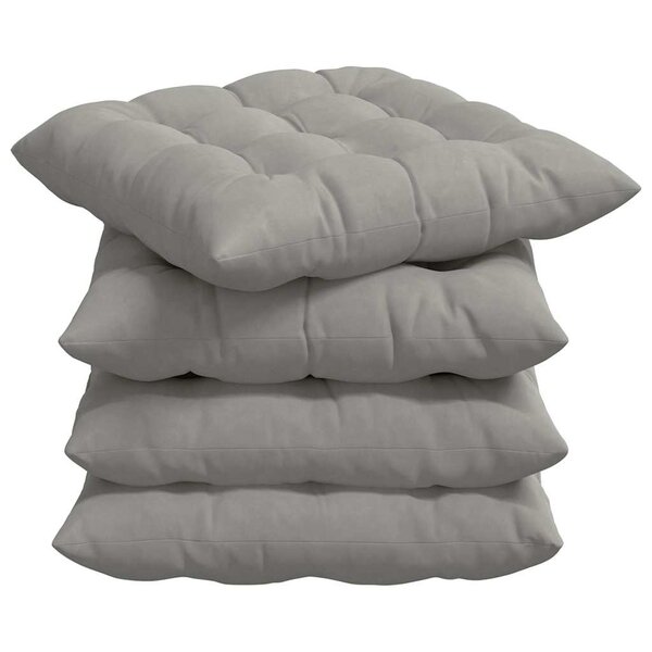 vidaXL Coussins de siège 4 Pièces Gris clair 40 x 40 x 6 cm Microfibre
