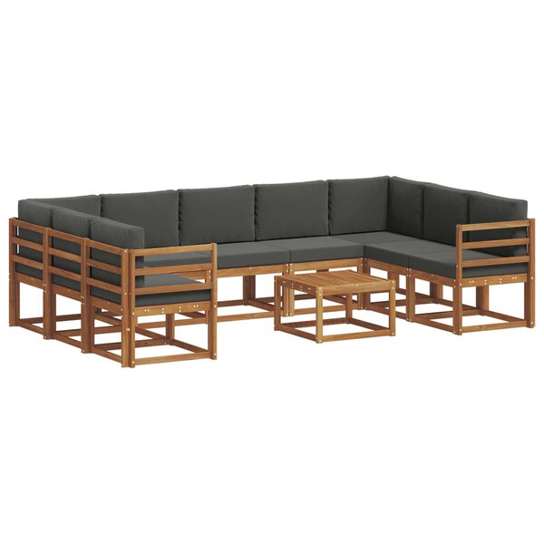 vidaXL Ensemble de canapés d'extérieur 10 Pièces Naturel et Anthracite