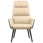 vidaXL Chaise de relaxation avec tabouret Crème Tissu et similicuir