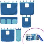vidaXL Lit mezzanine enfants et rideaux bleu 90x200cm bois pin massif