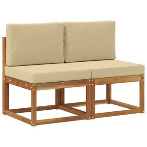 vidaXL 2 Pièce Sofa de milieu extérieur Bois d'Acacia Massif Naturel