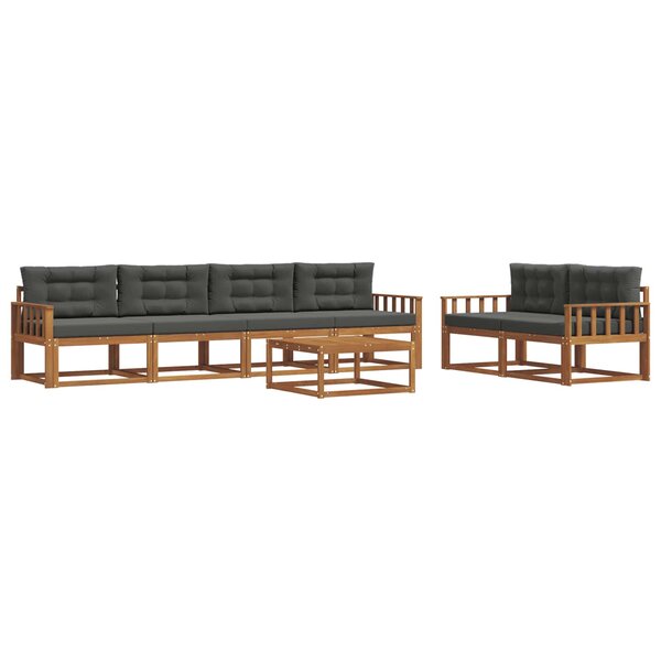 vidaXL Ensemble de canapés d'extérieur 7 Pièces Naturel et Anthracite