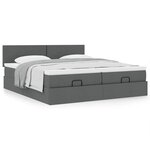 VidaXL Cadre de lit ottoman avec matelas gris foncé 200x200cm tissu