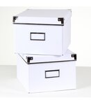 Lot de 2 boîtes de rangement carton blanches - l21xp26xh15 cm