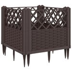 vidaXL Jardinière avec piquets marron 43 5x43 5x43 5 cm PP
