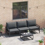 vidaXL Ensemble de canapé de jardin 3 Pièces Anthracite Acier